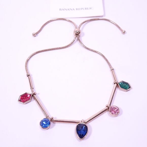 Banana Republic Women's Bright Bold Gemstone Drop Slider Bracelet NWT 48 - Picture 4 of 6